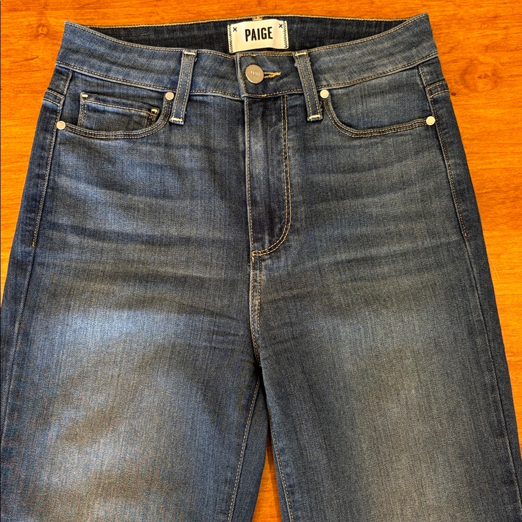 Paige Margot Crop High-Waist Dark Indigo Denim Jeans Women’s Size 25 Euc Luxury